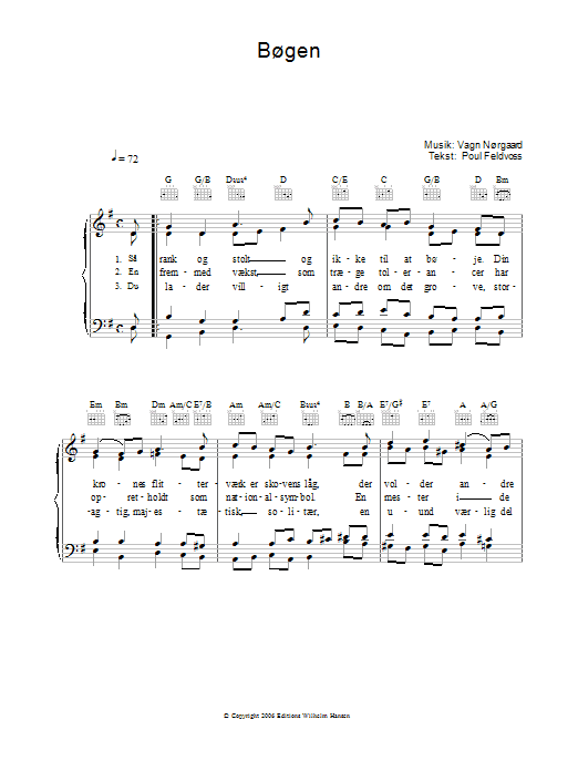 Poul Feldvoss Bogen sheet music notes and chords arranged for Piano, Vocal & Guitar Chords
