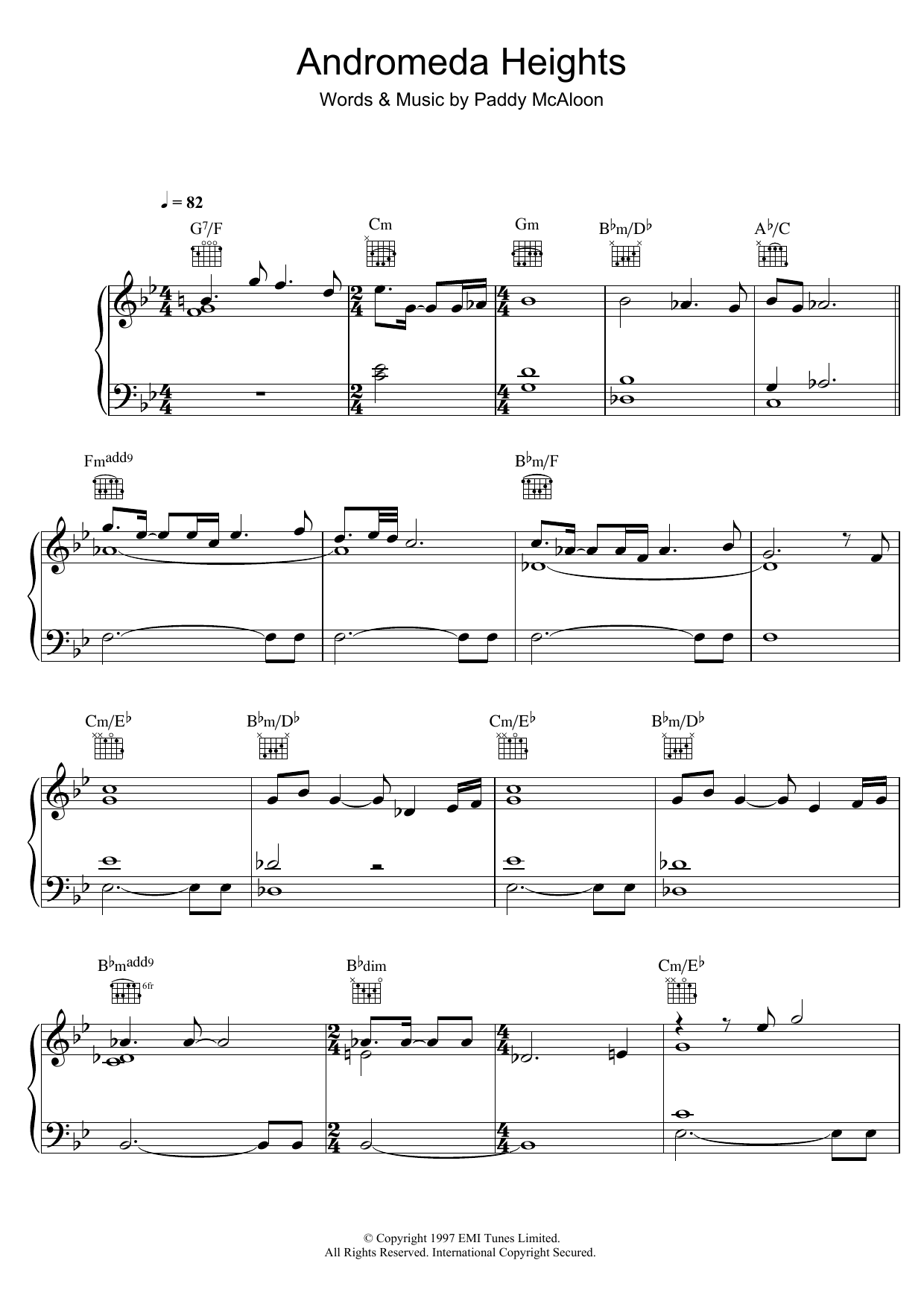 Prefab Sprout Andromeda Heights sheet music notes and chords arranged for Piano, Vocal & Guitar Chords