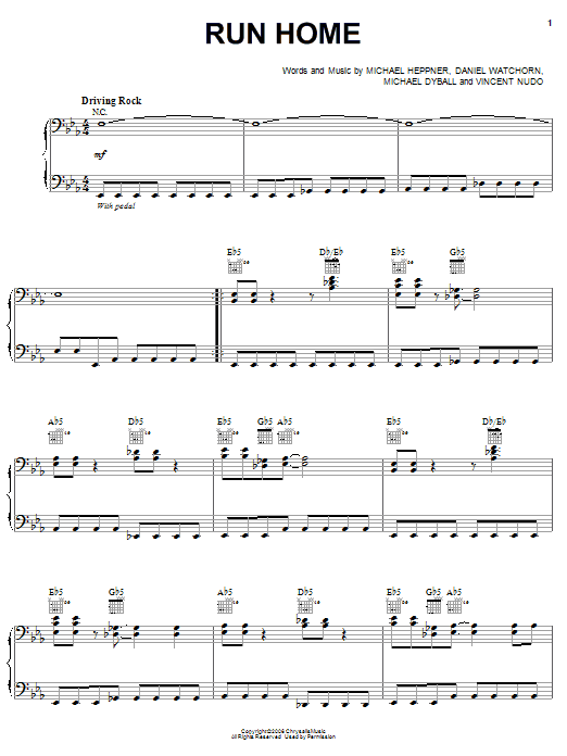 Priestess Run Home sheet music notes and chords arranged for Piano, Vocal & Guitar Chords (Right-Hand Melody)