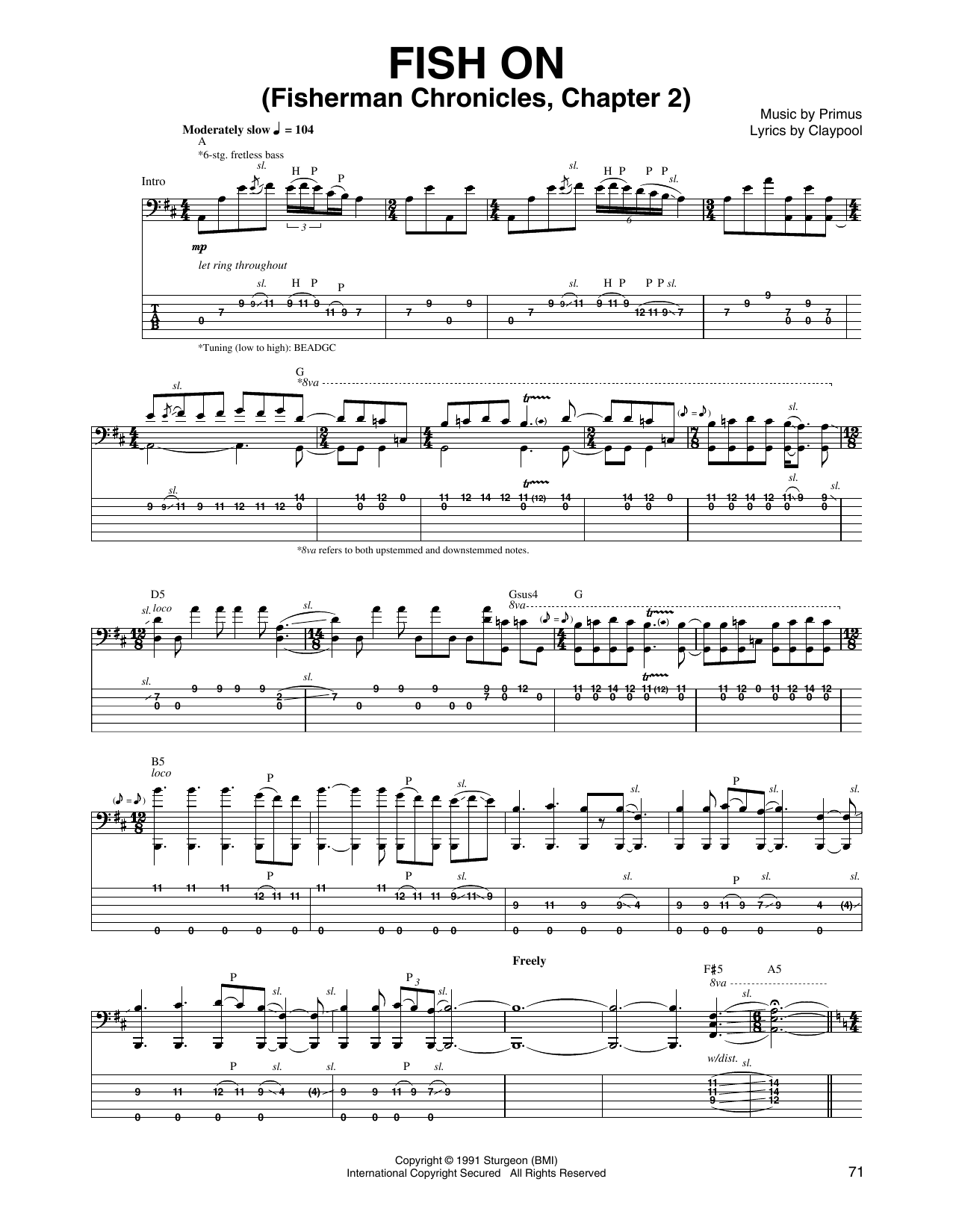 Primus Fish On (Fisherman Chronicles, Chapter 2) sheet music notes and chords arranged for Guitar Tab