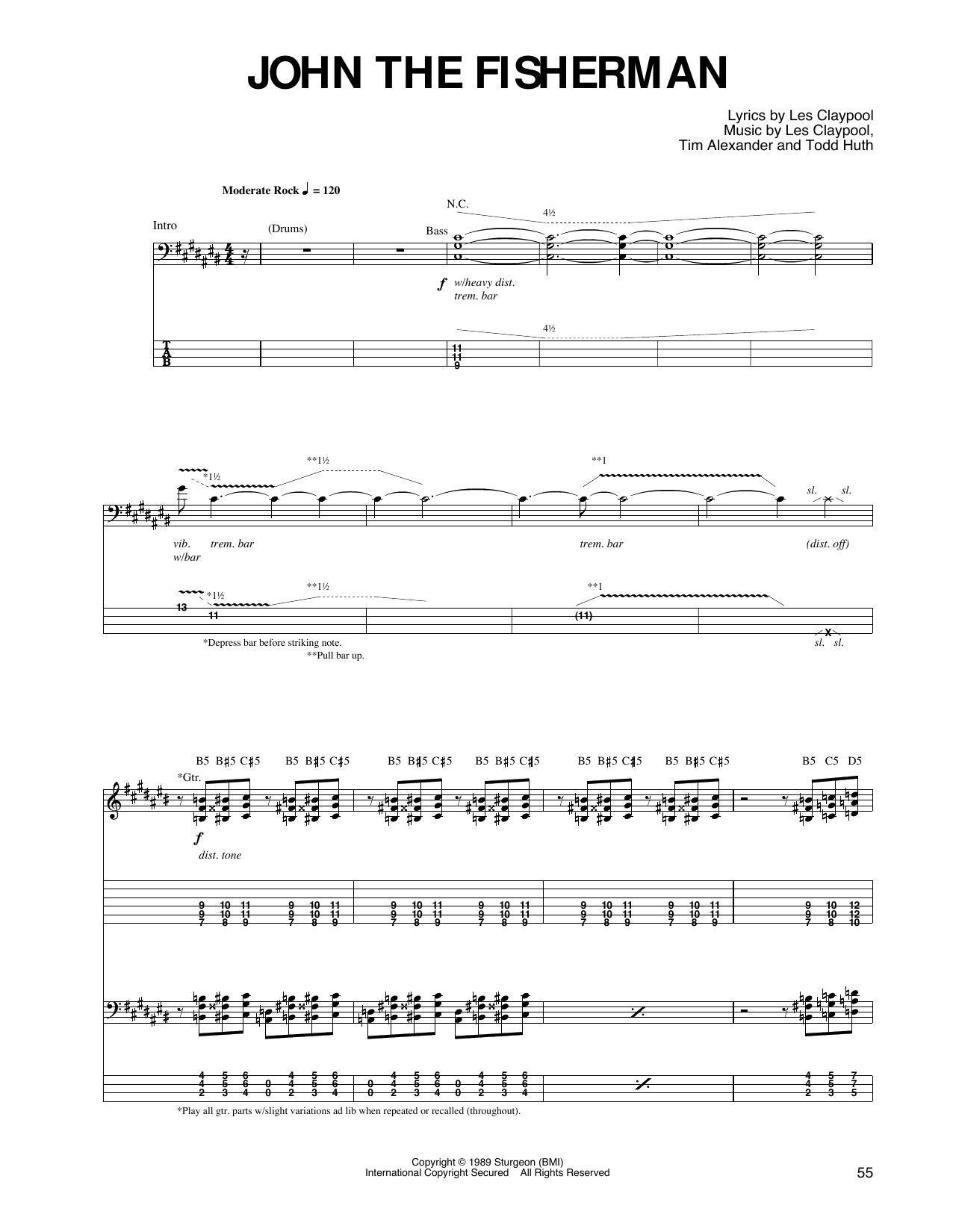 Primus John The Fisherman sheet music notes and chords arranged for Guitar Tab