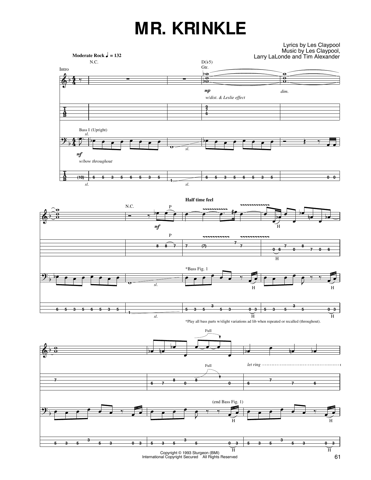 Primus Mr. Krinkle sheet music notes and chords arranged for Guitar Tab