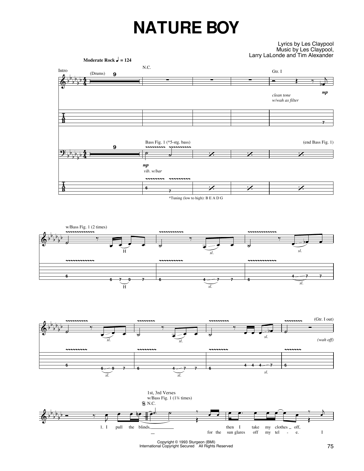 Primus Nature Boy sheet music notes and chords arranged for Guitar Tab