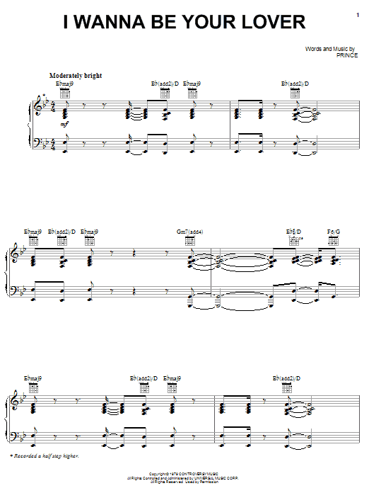 Prince I Wanna Be Your Lover sheet music notes and chords arranged for Ukulele