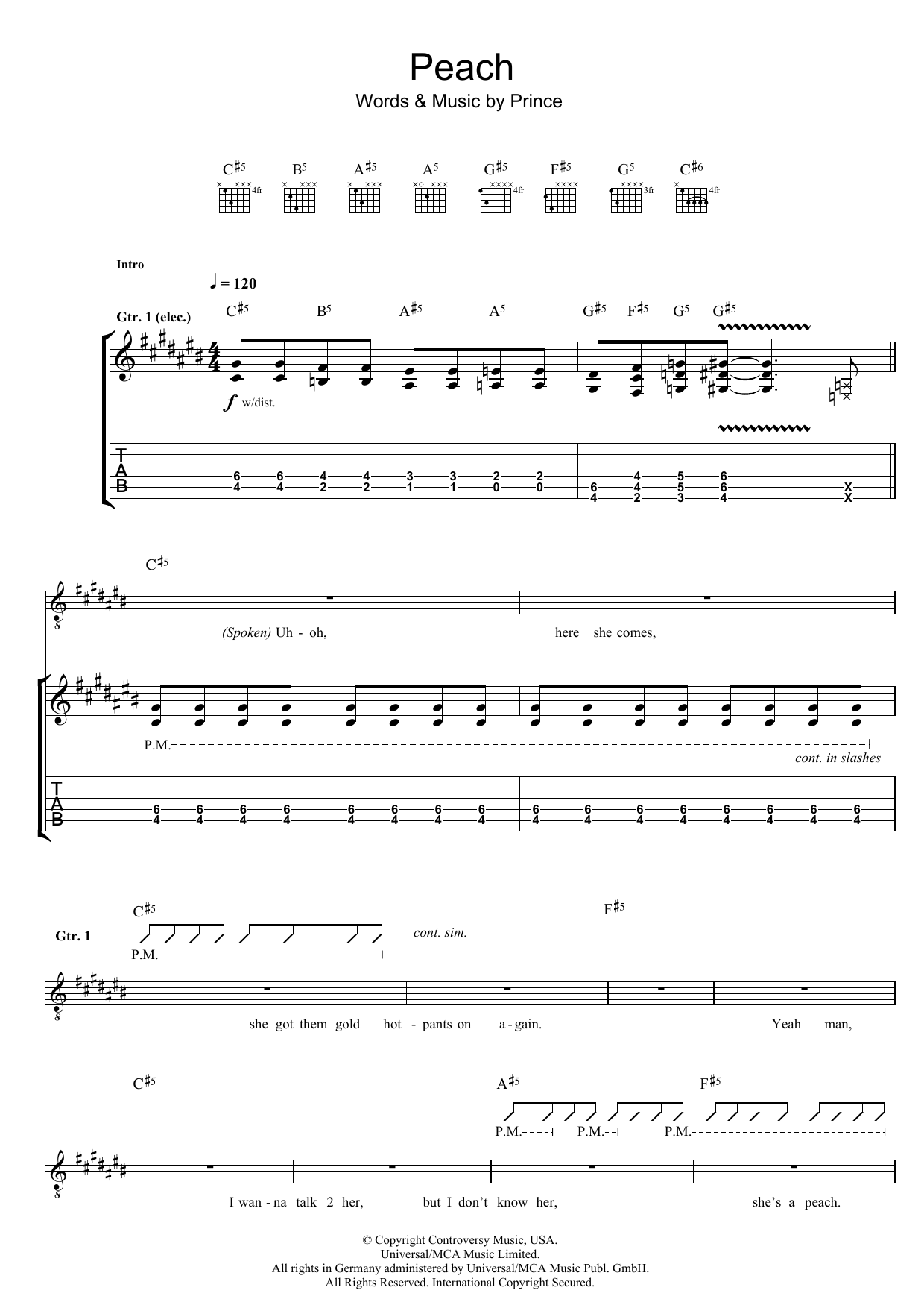 Prince Peach sheet music notes and chords arranged for Piano, Vocal & Guitar Chords