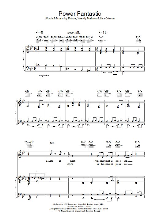 Prince Power Fantastic sheet music notes and chords arranged for Piano, Vocal & Guitar Chords