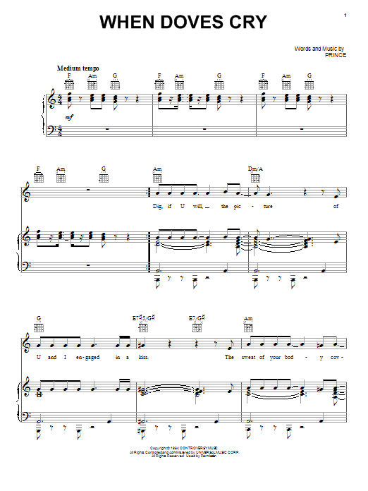 Prince When Doves Cry sheet music notes and chords arranged for Flute Solo