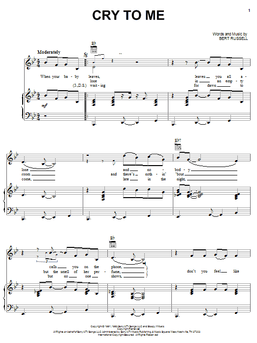 Professor Longhair Cry To Me sheet music notes and chords arranged for Piano, Vocal & Guitar Chords (Right-Hand Melody)
