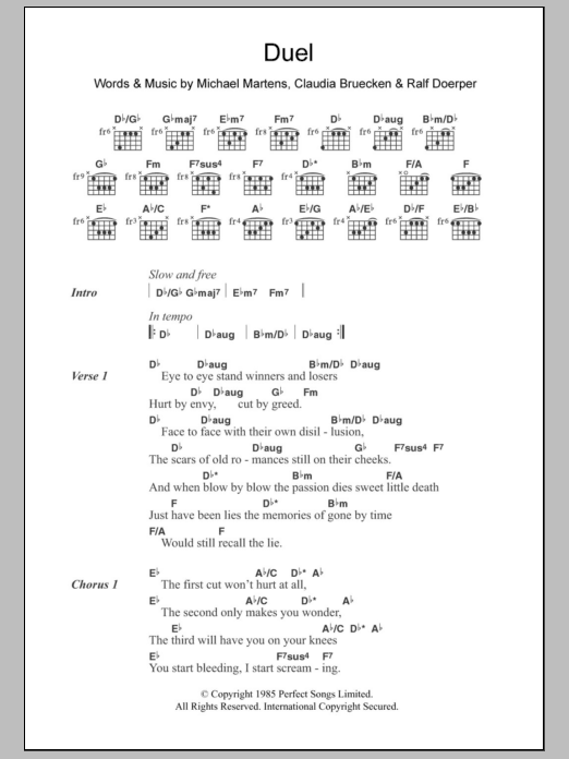Propaganda Duel sheet music notes and chords arranged for Guitar Chords/Lyrics
