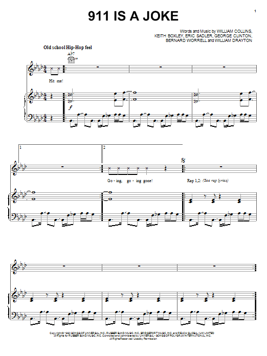 Public Enemy 911 Is A Joke sheet music notes and chords arranged for Piano, Vocal & Guitar Chords (Right-Hand Melody)