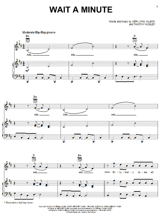 Pussycat Dolls featuring Timbaland Wait A Minute sheet music notes and chords arranged for Piano, Vocal & Guitar Chords (Right-Hand Melody)