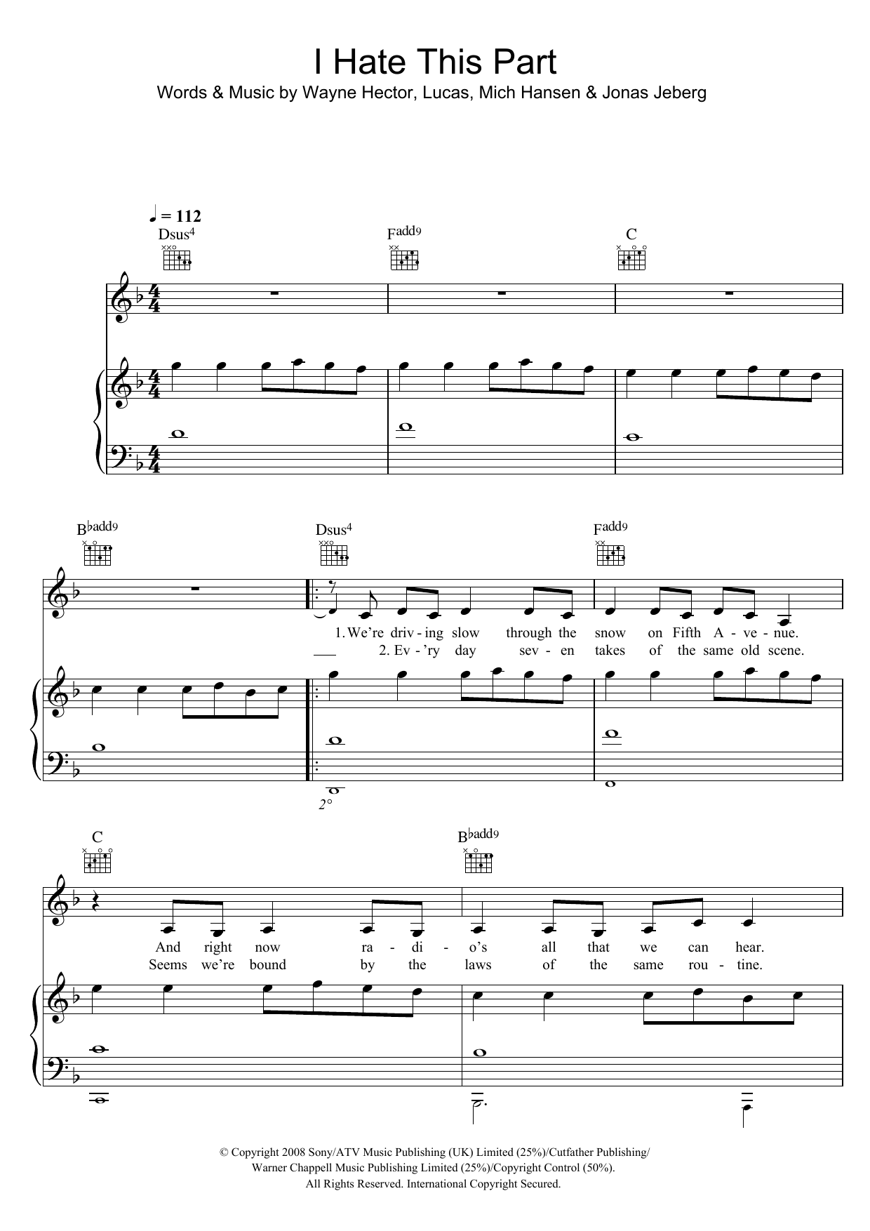 Pussycat Dolls I Hate This Part sheet music notes and chords arranged for Beginner Piano
