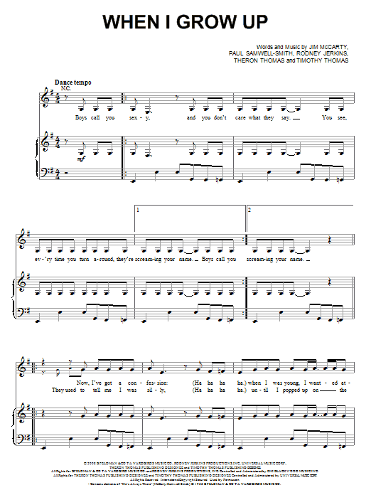 Pussycat Dolls When I Grow Up sheet music notes and chords arranged for Piano, Vocal & Guitar Chords (Right-Hand Melody)