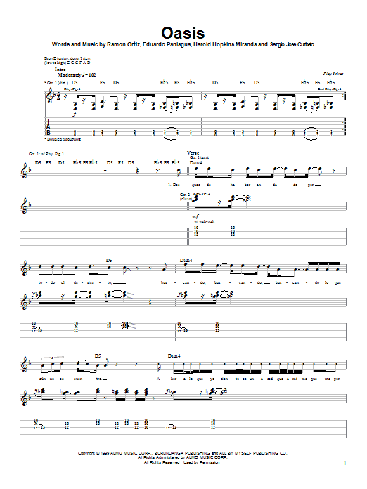 Puya Oasis sheet music notes and chords arranged for Guitar Tab