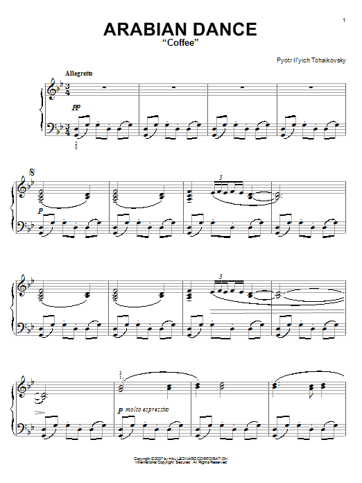 Pyotr Il'yich Tchaikovsky Arabian Dance (Coffee) (from The Nutcracker) sheet music notes and chords arranged for Solo Guitar