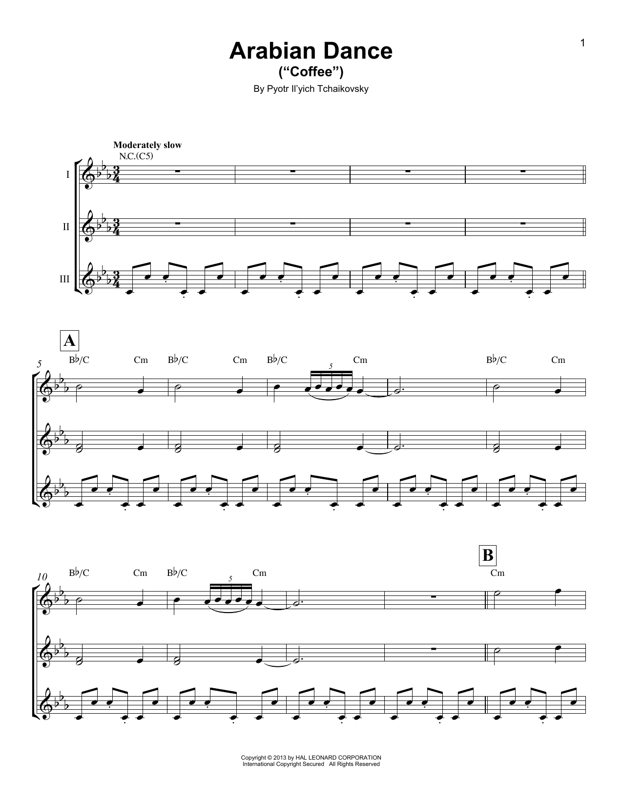 Pyotr Il'yich Tchaikovsky Arabian Dance (Coffee) sheet music notes and chords arranged for Ukulele Ensemble