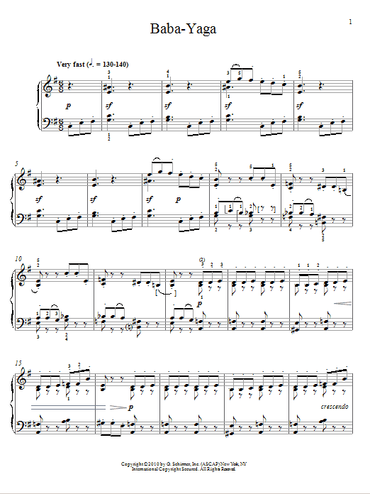 Pyotr Il'yich Tchaikovsky Baba-Yaga sheet music notes and chords arranged for Piano Solo