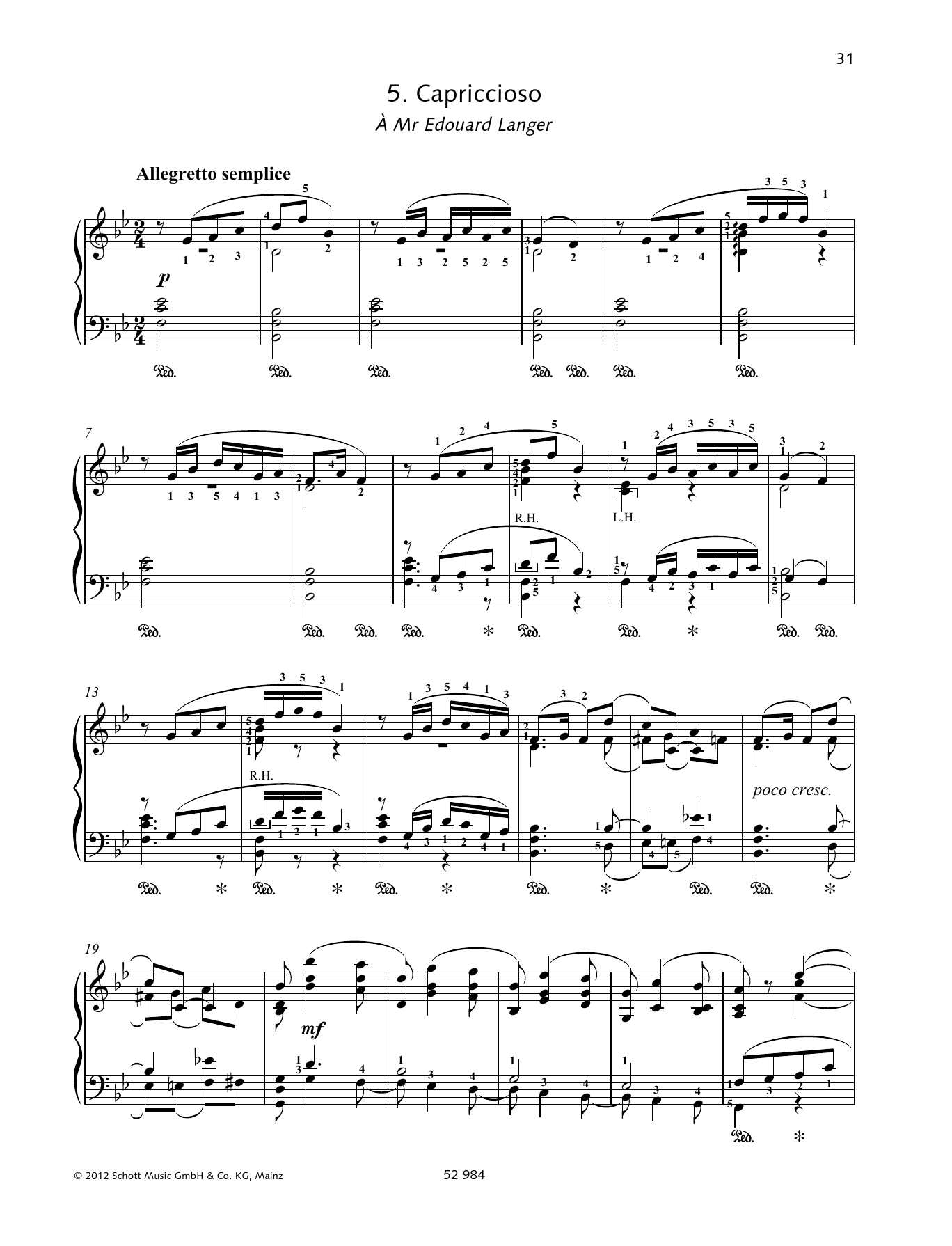 Pyotr Il'yich Tchaikovsky Capriccioso sheet music notes and chords arranged for Piano Solo