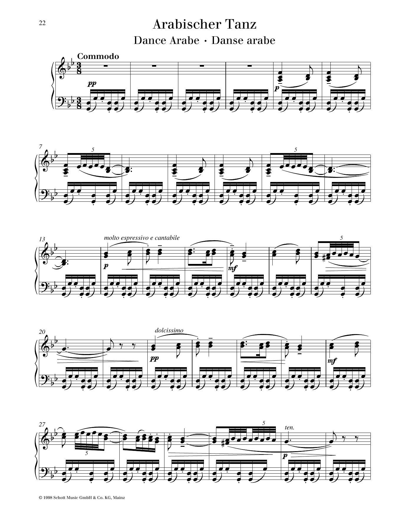 Pyotr Il'yich Tchaikovsky Dance Arabe sheet music notes and chords arranged for Piano Solo