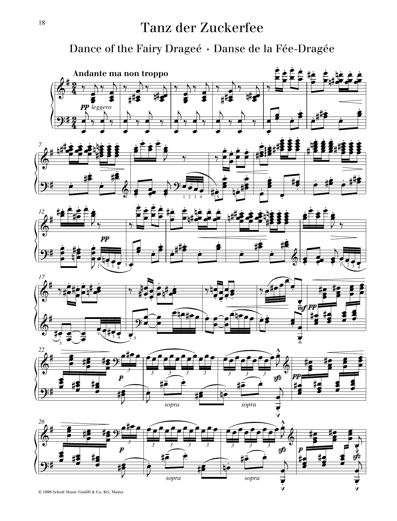 Pyotr Il'yich Tchaikovsky Dance of the Fairy Dragée sheet music notes and chords arranged for Piano Duet