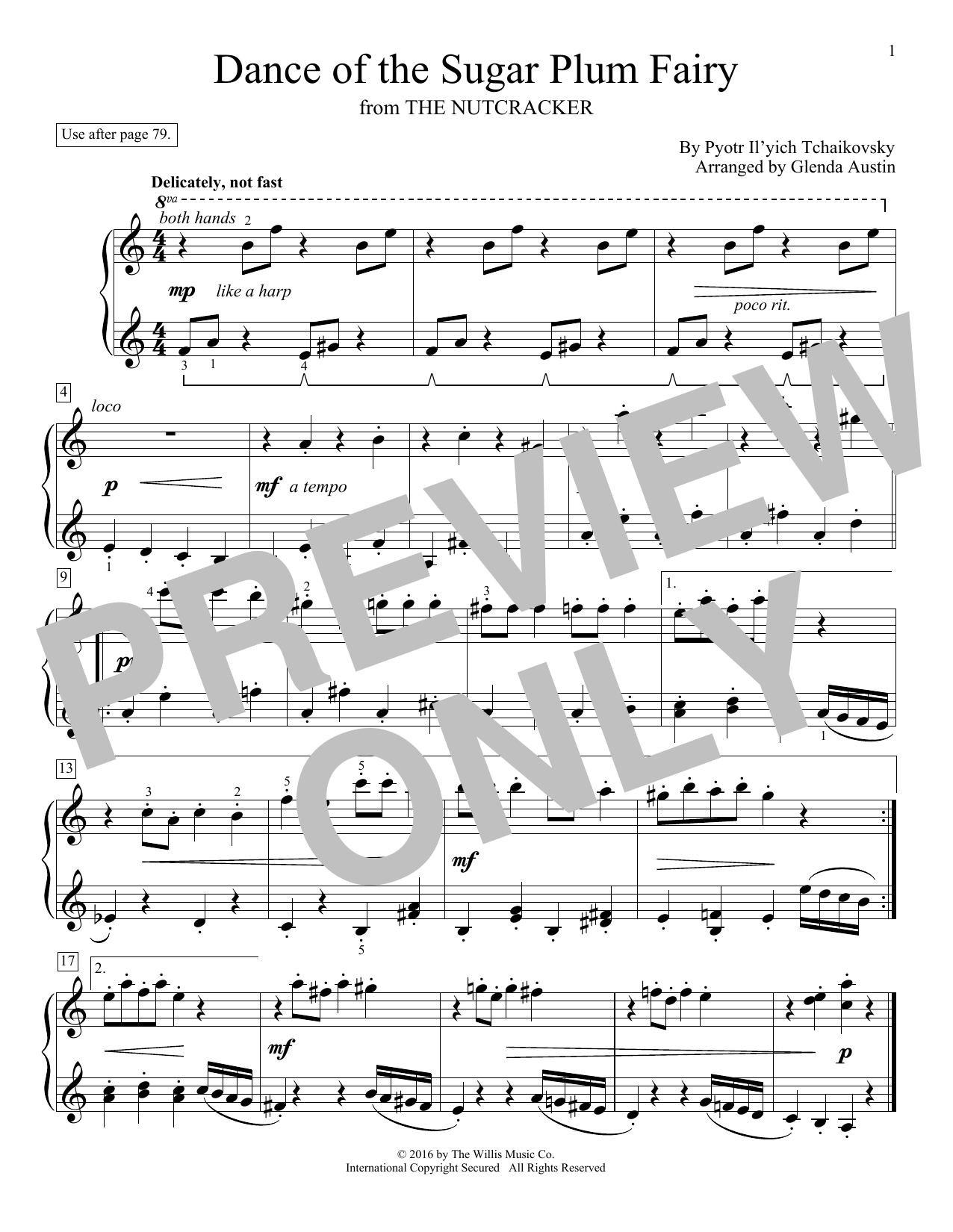 Pyotr Il'yich Tchaikovsky Dance Of The Sugar Plum Fairy (arr. Glenda Austin) sheet music notes and chords arranged for Educational Piano