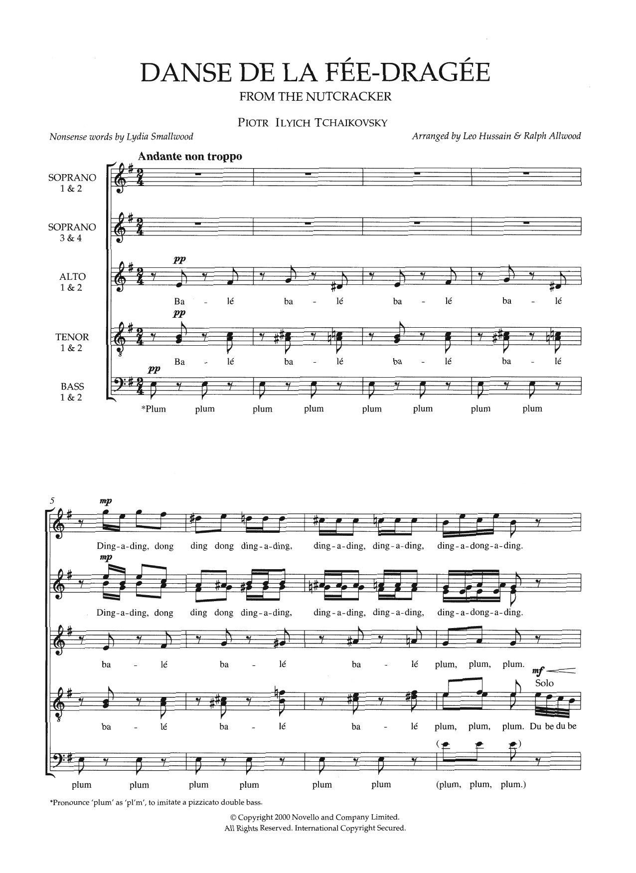 Pyotr Il'yich Tchaikovsky Dance Of The Sugar Plum Fairy (From The Nutcracker) (arr. Leo Hussain and Ralph Allwood) sheet music notes and chords arranged for SSATB Choir