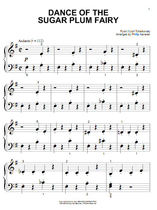 Pyotr Il'yich Tchaikovsky Dance Of The Sugar Plum Fairy (arr. Phillip Keveren) sheet music notes and chords arranged for Educational Piano