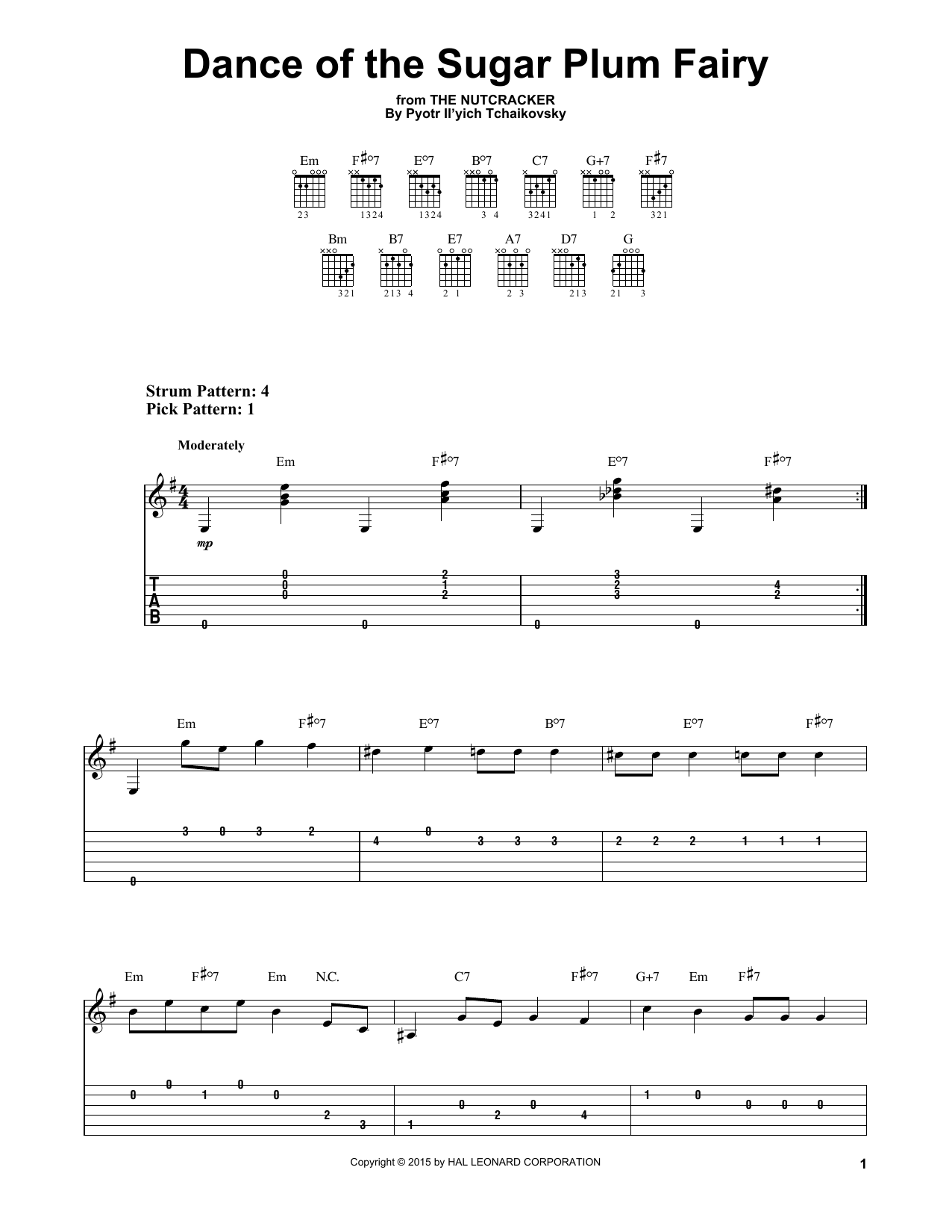 Pyotr Il'yich Tchaikovsky Dance Of The Sugar Plum Fairy, Op. 71a (from The Nutcracker) sheet music notes and chords arranged for Easy Guitar Tab