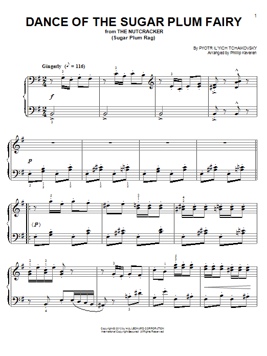 Pyotr Il'yich Tchaikovsky Dance Of The Sugar Plum Fairy [Ragtime version] (arr. Phillip Keveren) sheet music notes and chords arranged for Easy Piano