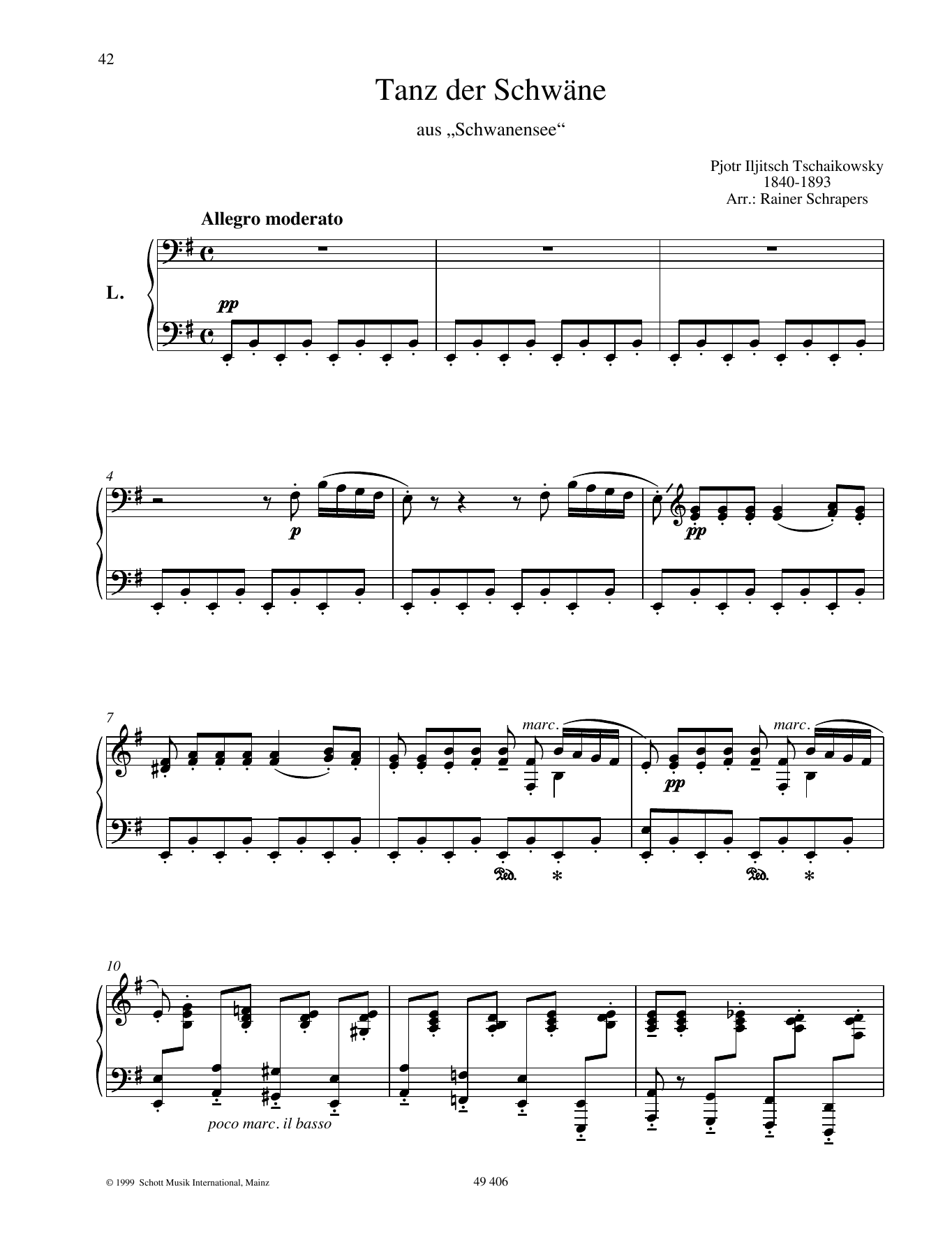 Pyotr Il'yich Tchaikovsky Dance of the Swans sheet music notes and chords arranged for Piano Duet