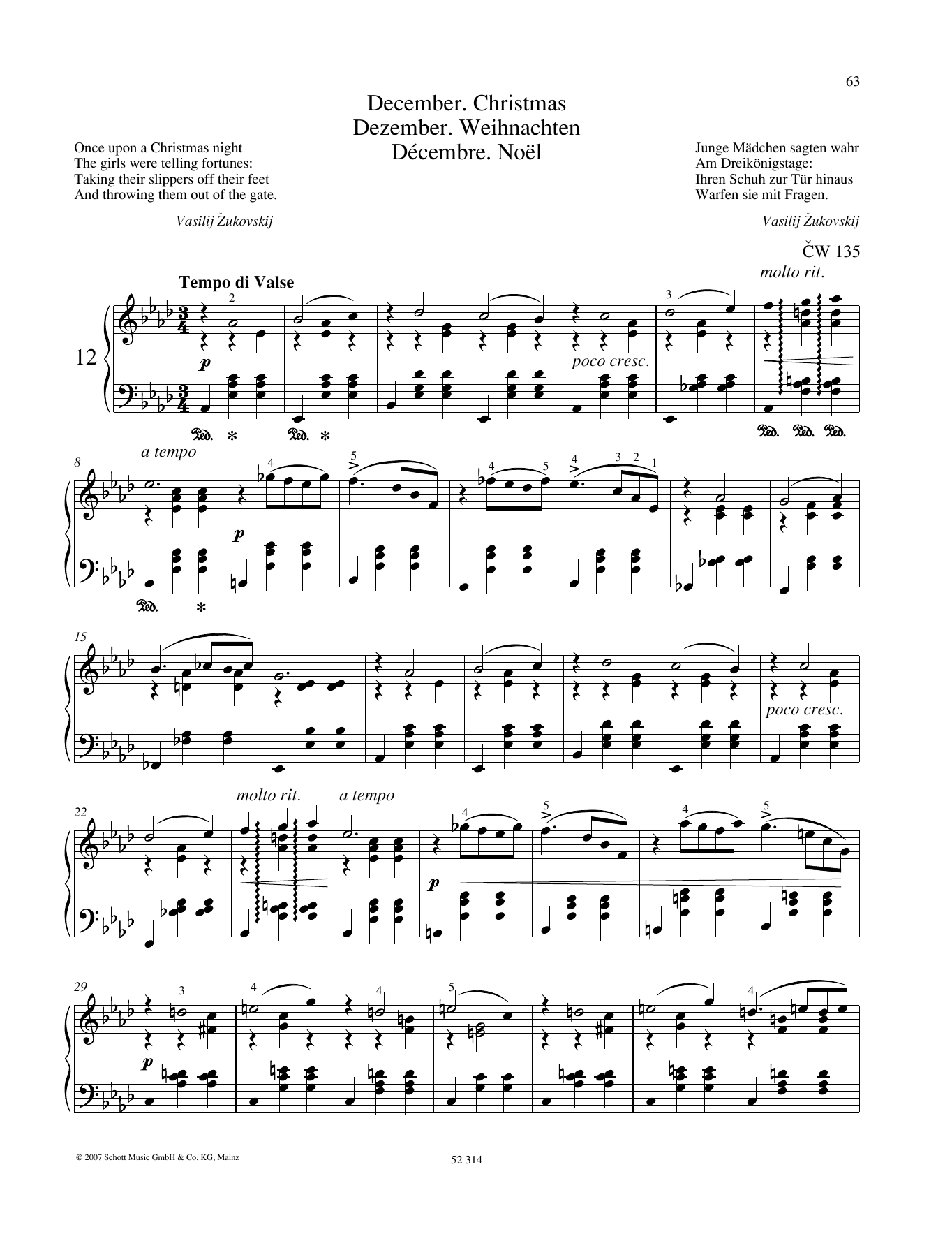 Pyotr Il'yich Tchaikovsky December sheet music notes and chords arranged for Piano Solo