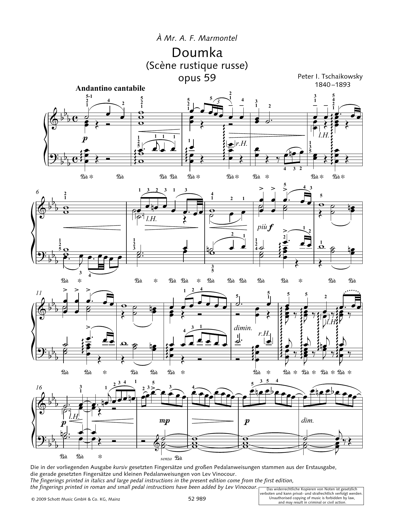 Pyotr Il'yich Tchaikovsky Doumka sheet music notes and chords arranged for Piano Solo