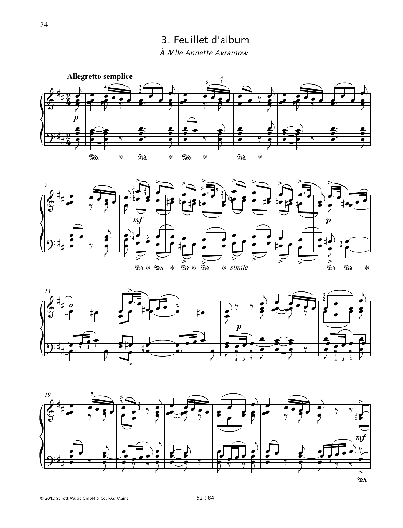 Pyotr Il'yich Tchaikovsky Feuillet d'album sheet music notes and chords arranged for Piano Solo