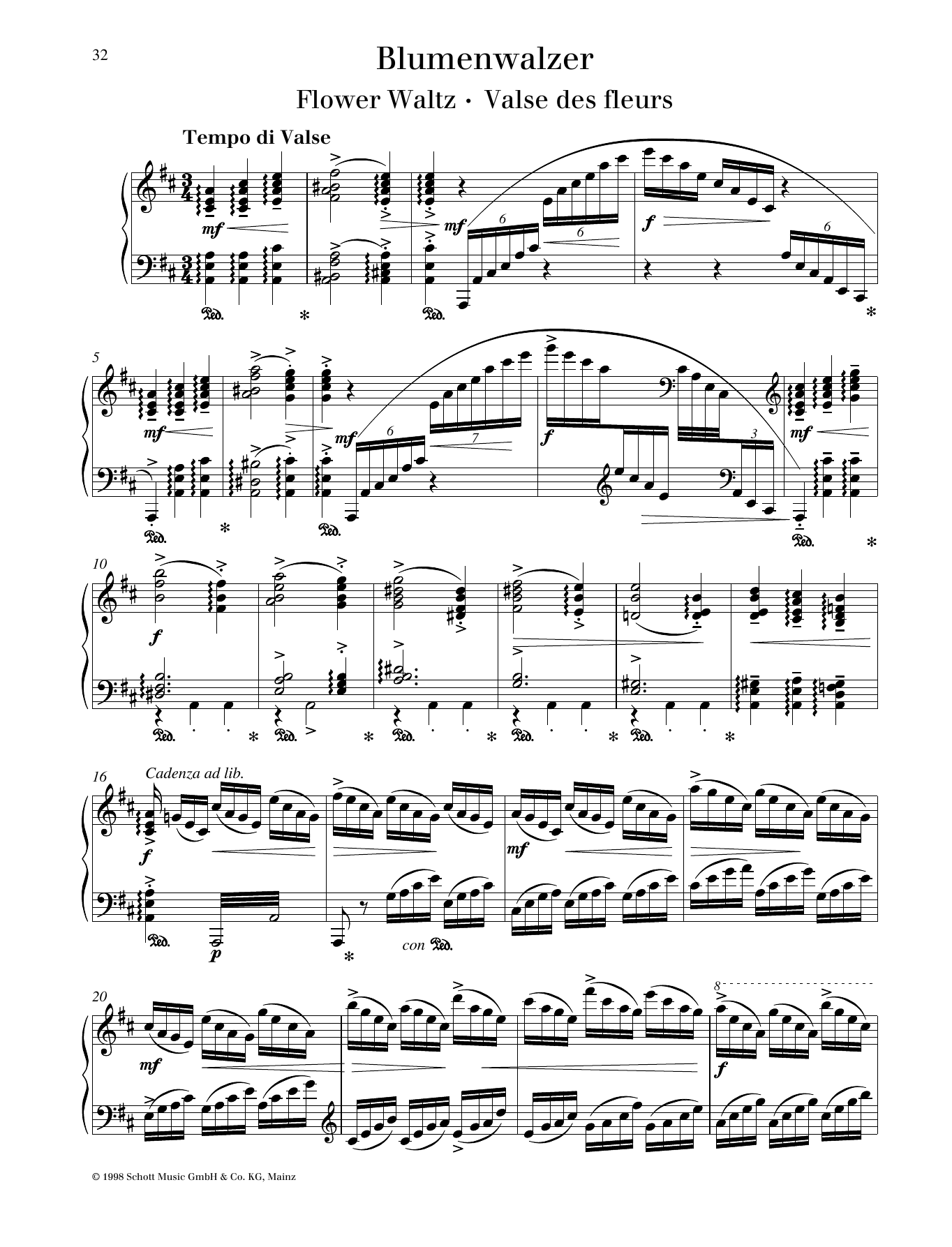 Pyotr Il'yich Tchaikovsky Flower Waltz sheet music notes and chords arranged for Piano Solo