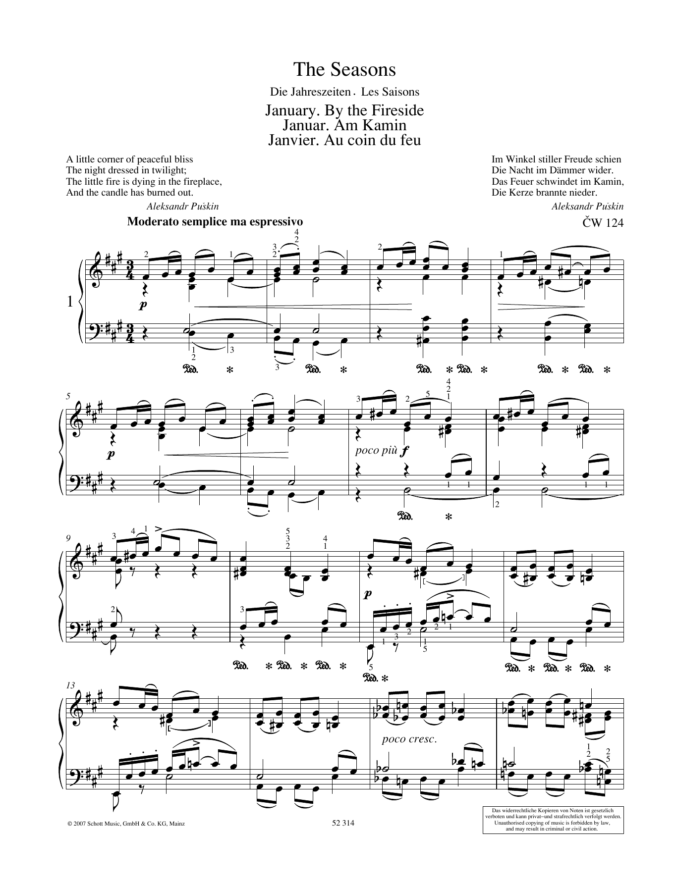 Pyotr Il'yich Tchaikovsky January sheet music notes and chords arranged for Piano Solo