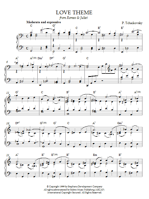 Pyotr Il'yich Tchaikovsky Love Theme from Romeo And Juliet sheet music notes and chords arranged for Piano Solo