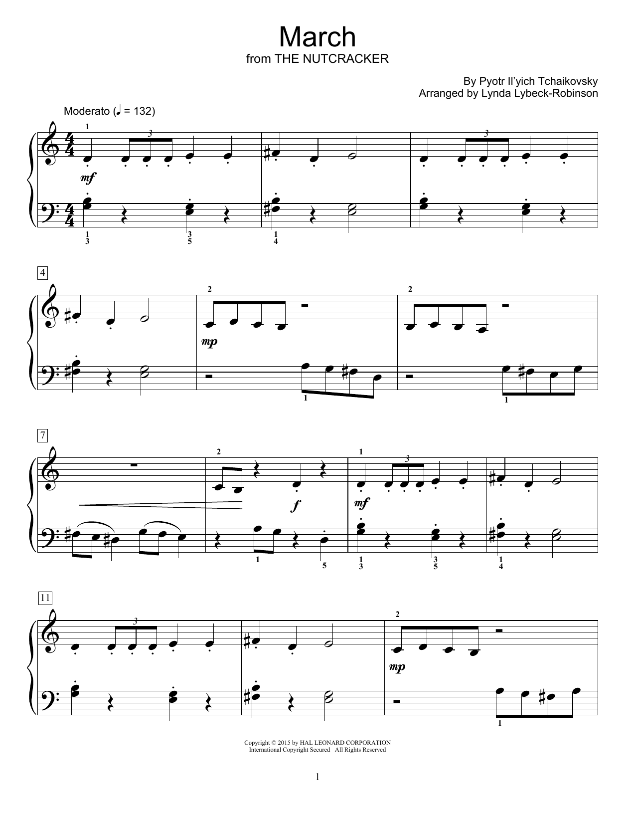 Pyotr Il'yich Tchaikovsky March (arr. Lynda Lybeck-Robinson) sheet music notes and chords arranged for Educational Piano