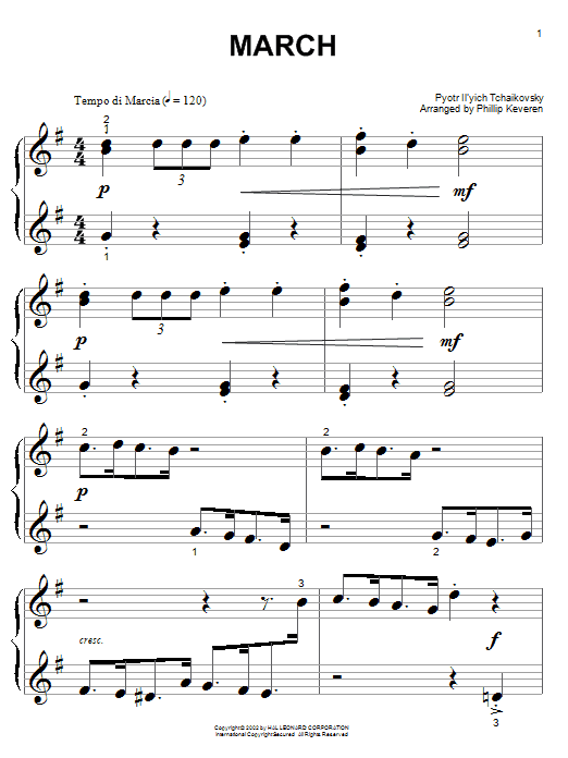 Pyotr Il'yich Tchaikovsky March (arr. Phillip Keveren) sheet music notes and chords arranged for Big Note Piano