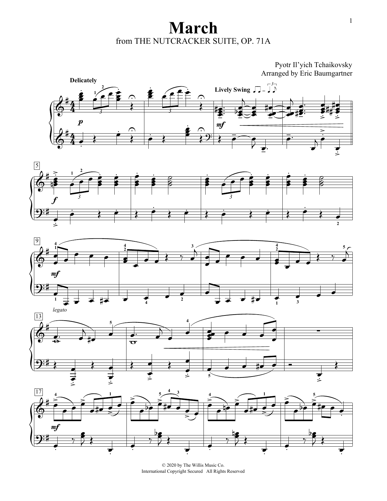 Pyotr Il'yich Tchaikovsky March [Jazz version] (arr. Eric Baumgartner) sheet music notes and chords arranged for Educational Piano