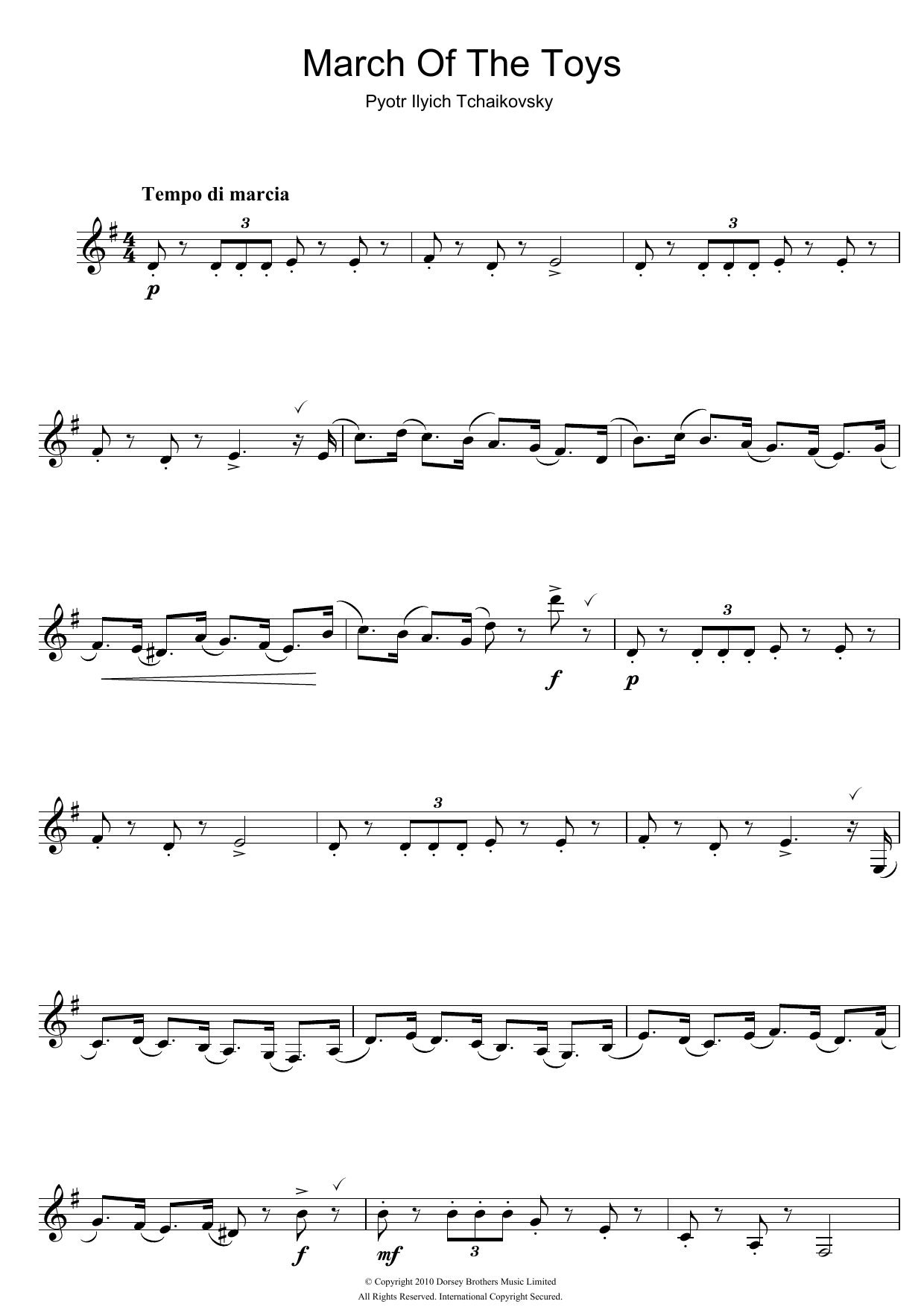 Pyotr Ilyich Tchaikovsky March Of The Toys (from The Nutcracker Suite) sheet music notes and chords arranged for Easy Piano