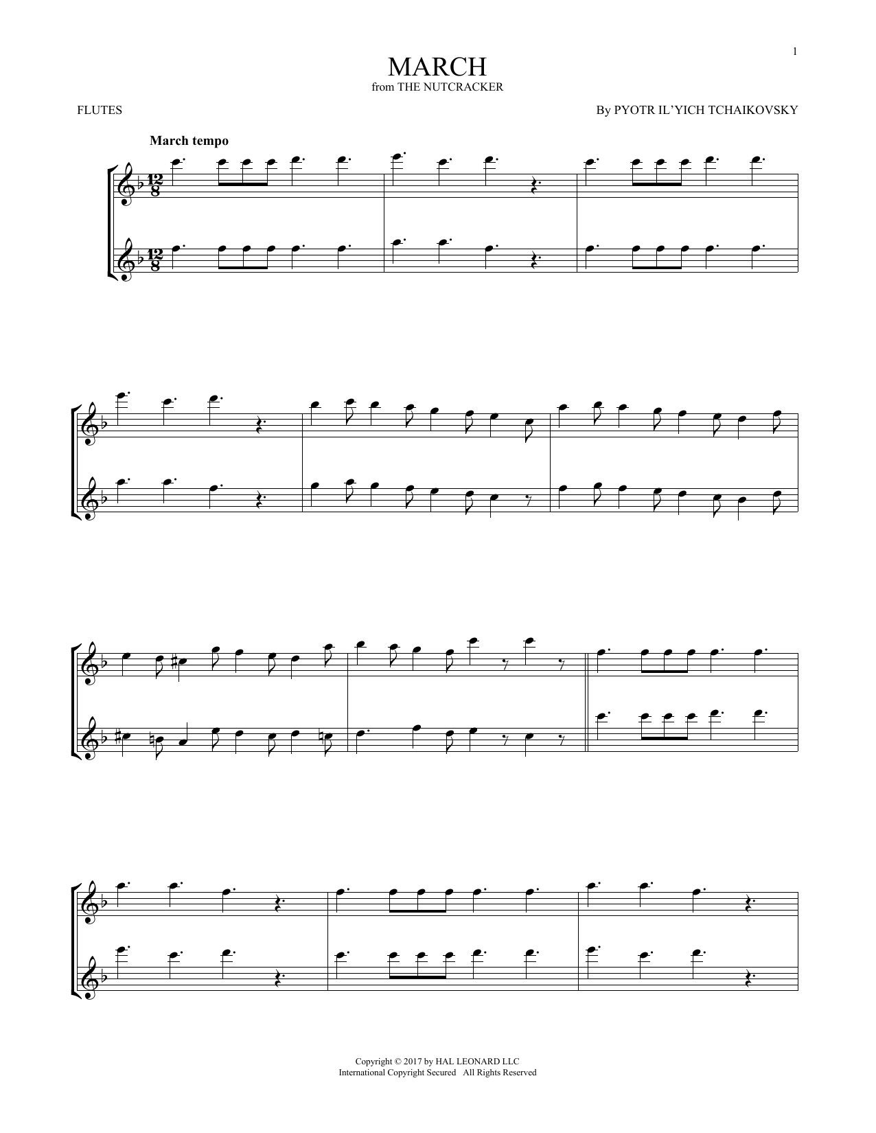 Pyotr Il'yich Tchaikovsky March, Op. 71a (from The Nutcracker) sheet music notes and chords arranged for Clarinet Duet