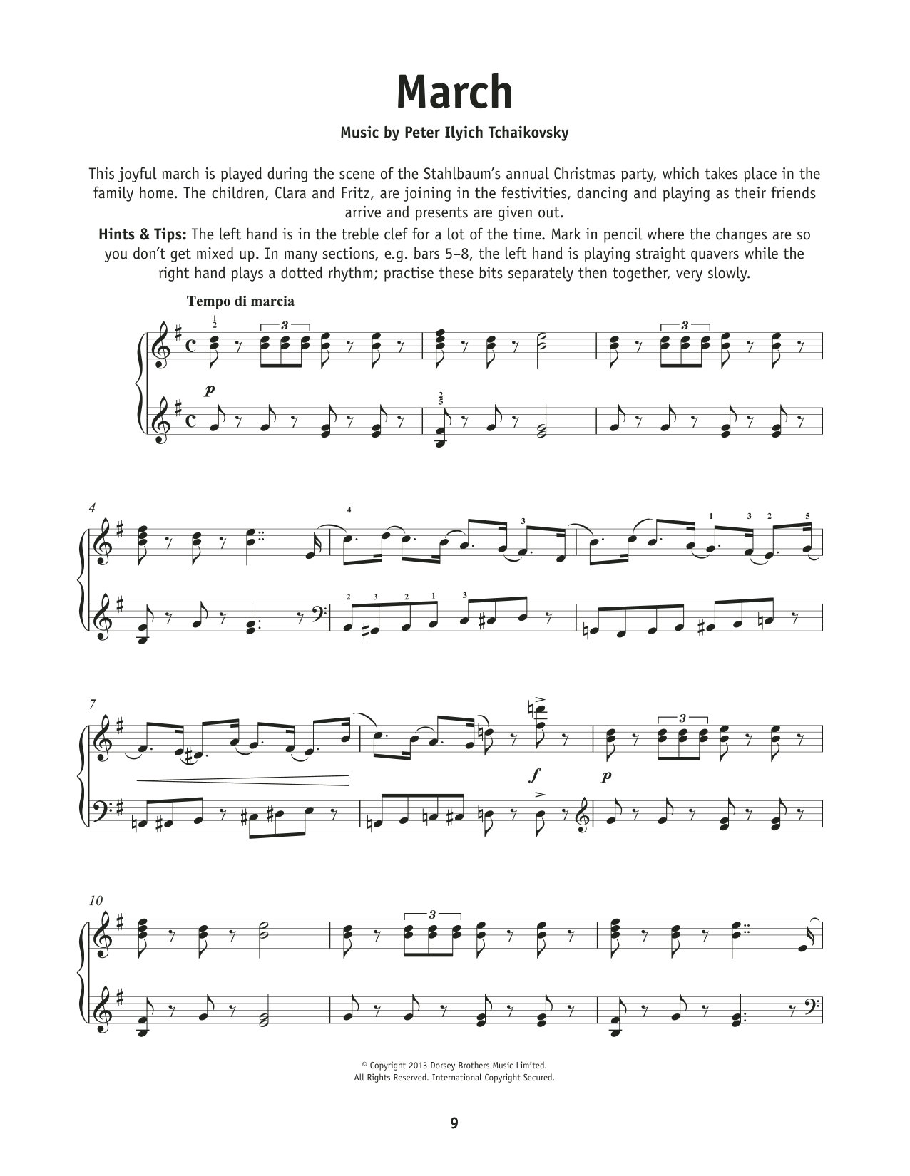 Pyotr Il'yich Tchaikovsky March, Op. 71a sheet music notes and chords arranged for Really Easy Piano