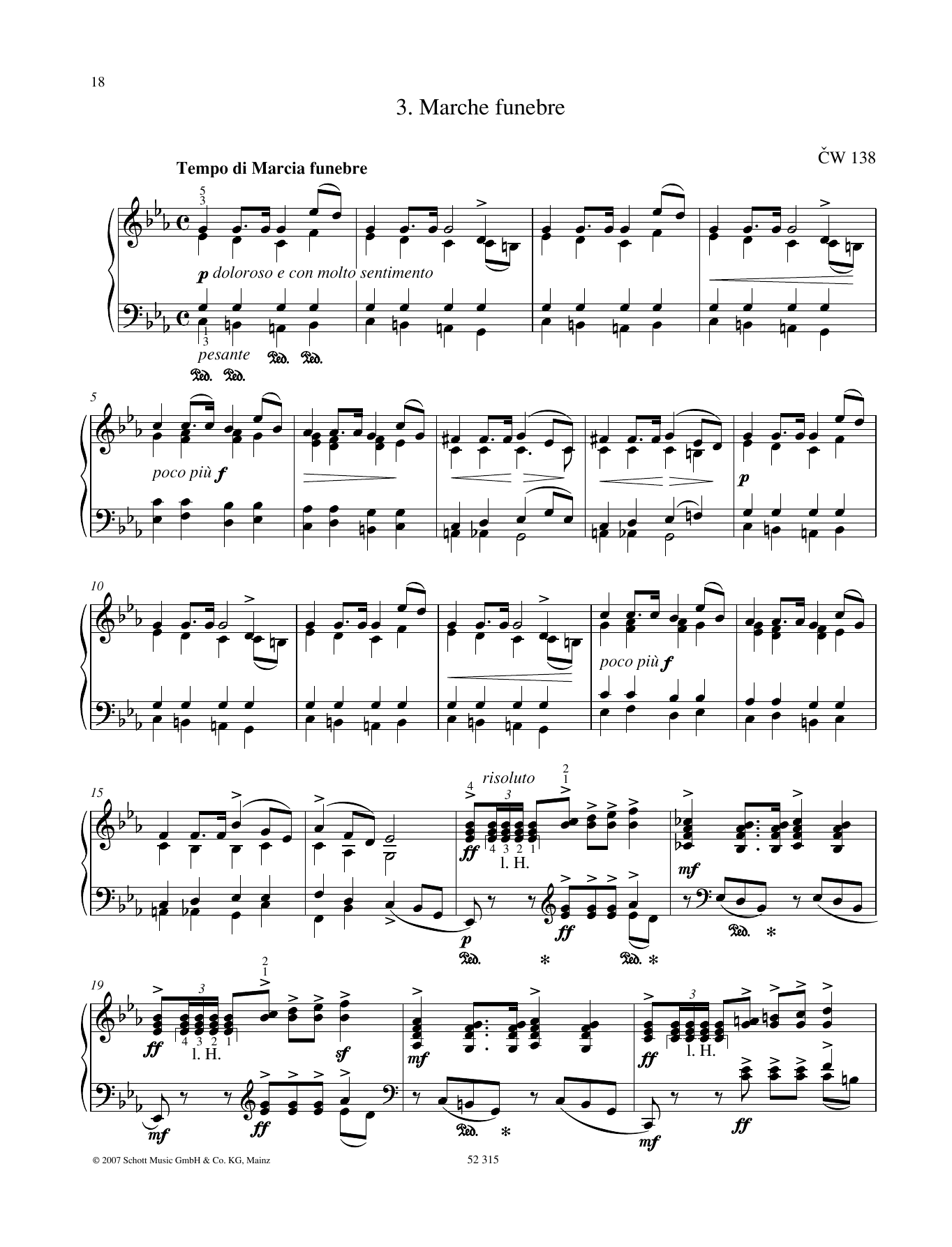 Pyotr Il'yich Tchaikovsky Marche Funebre sheet music notes and chords arranged for Piano Solo