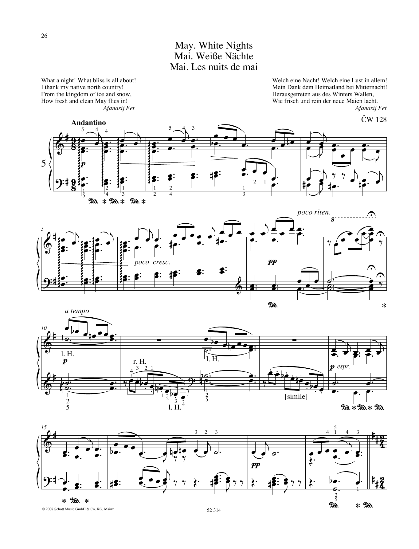 Pyotr Il'yich Tchaikovsky May sheet music notes and chords arranged for Piano Solo