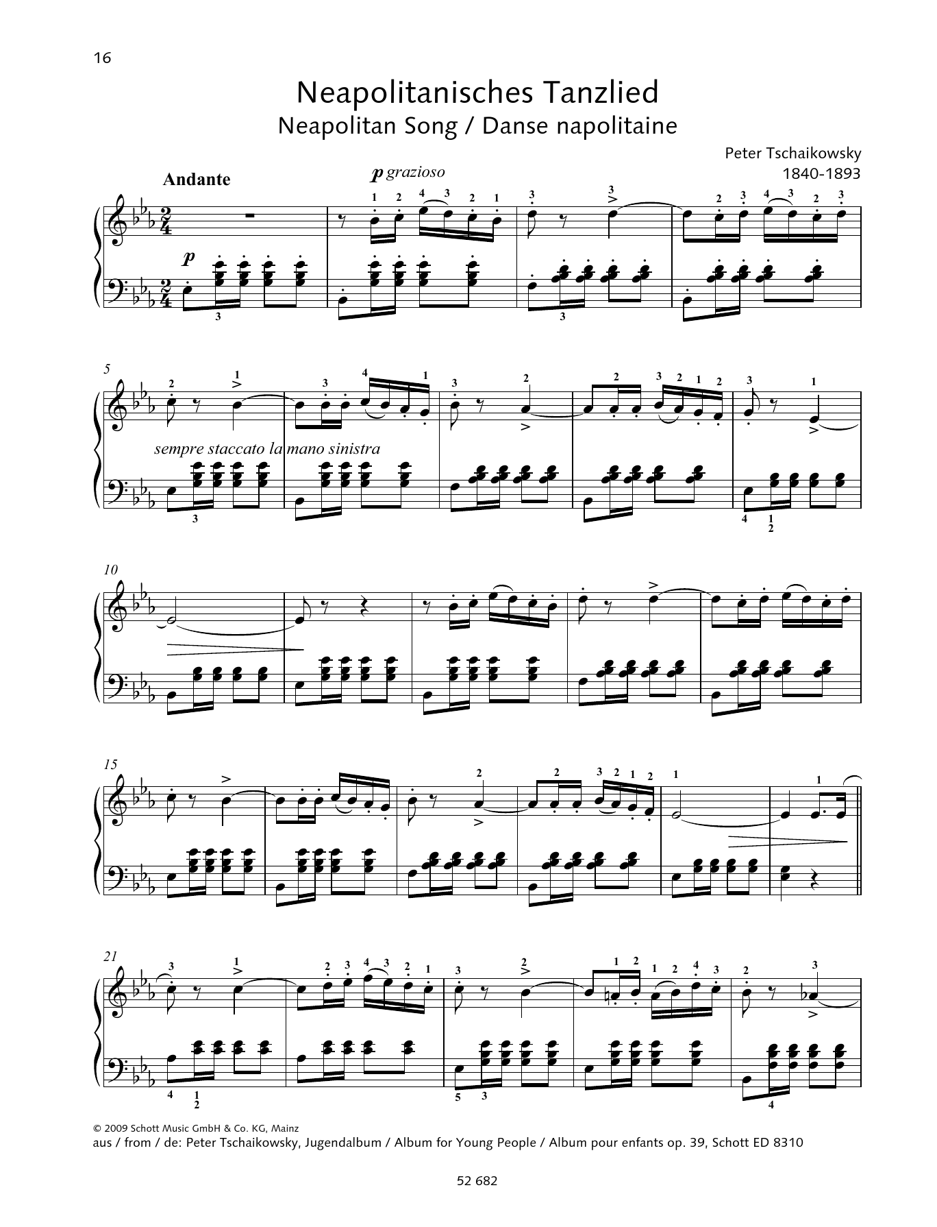 Pyotr Il'yich Tchaikovsky Neapolitan Song sheet music notes and chords arranged for Piano Solo