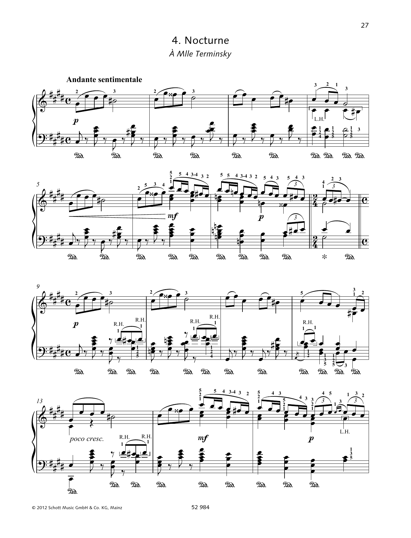 Pyotr Il'yich Tchaikovsky Nocturne sheet music notes and chords arranged for Piano Solo
