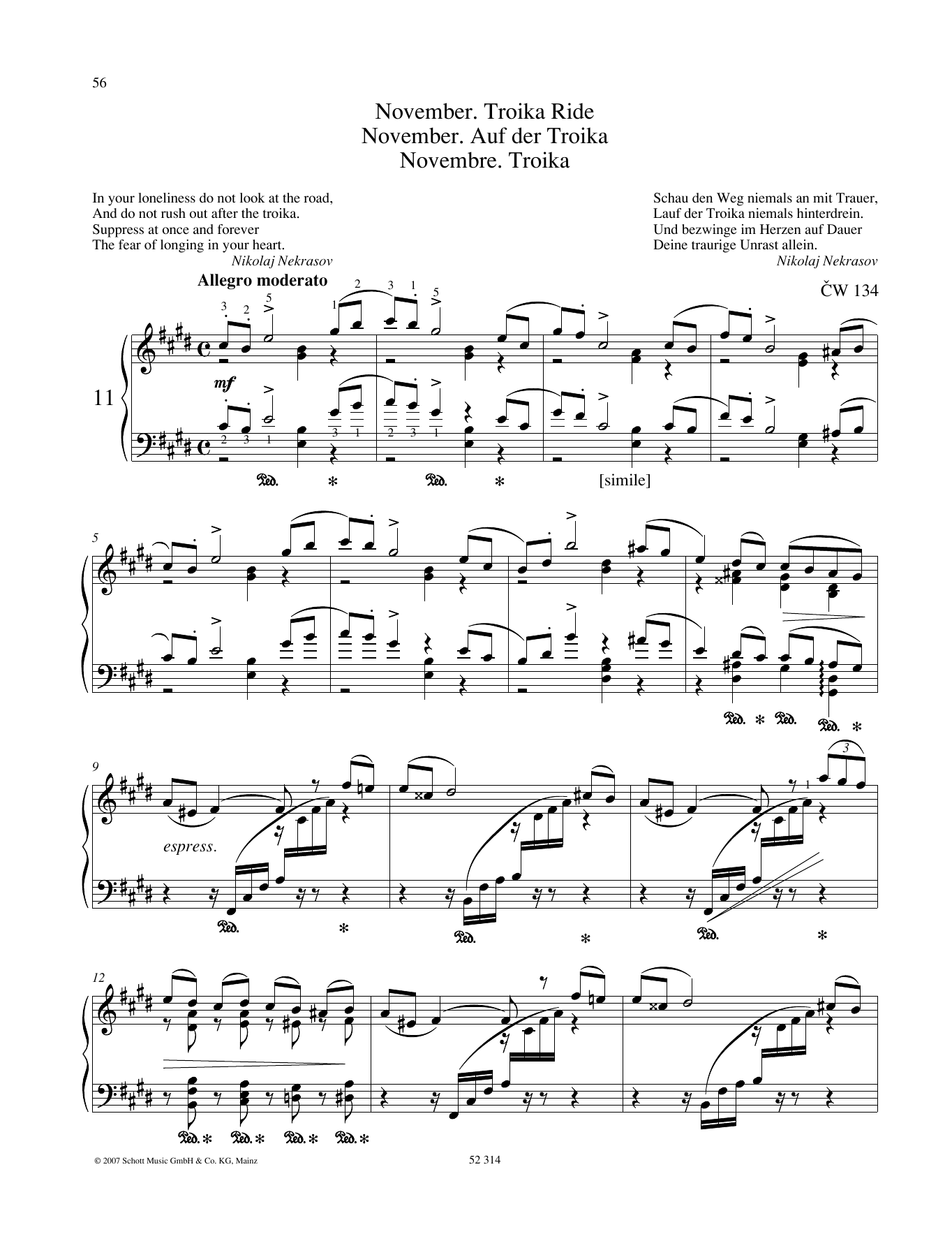 Pyotr Il'yich Tchaikovsky November sheet music notes and chords arranged for Piano Solo