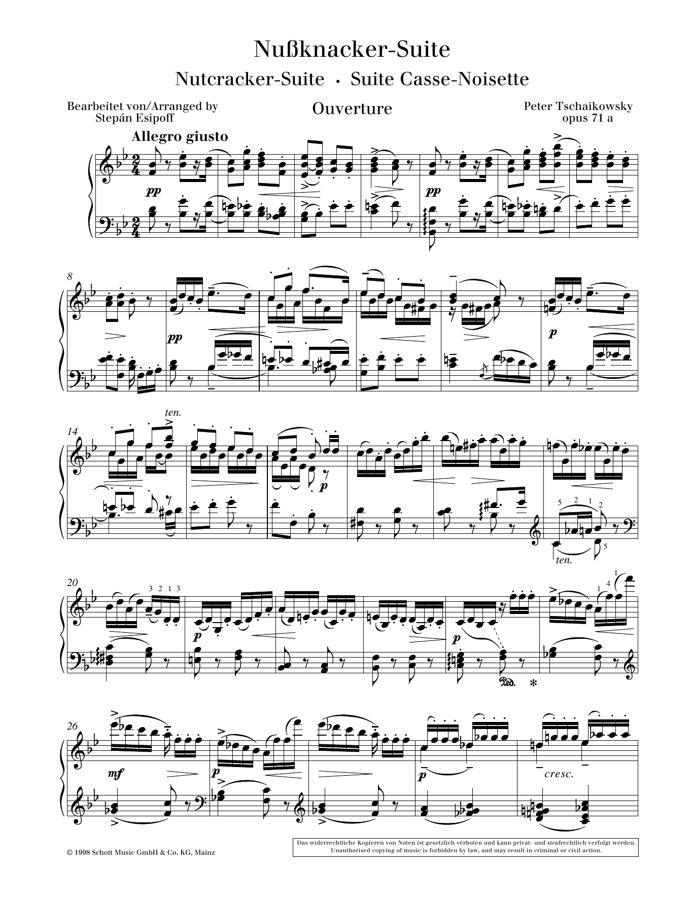Pyotr Il'yich Tchaikovsky Ouverture sheet music notes and chords arranged for Piano Solo