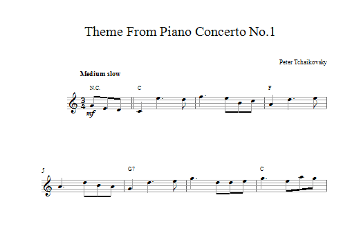 Pyotr Ilyich Tchaikovsky Piano Concerto No.1 in B Flat Minor, Op.23 sheet music notes and chords arranged for Lead Sheet / Fake Book