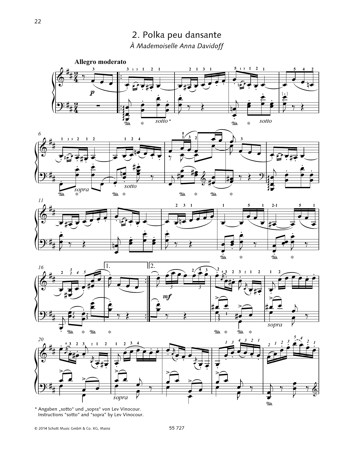 Pyotr Il'yich Tchaikovsky Polka peu dansante sheet music notes and chords arranged for Piano Solo